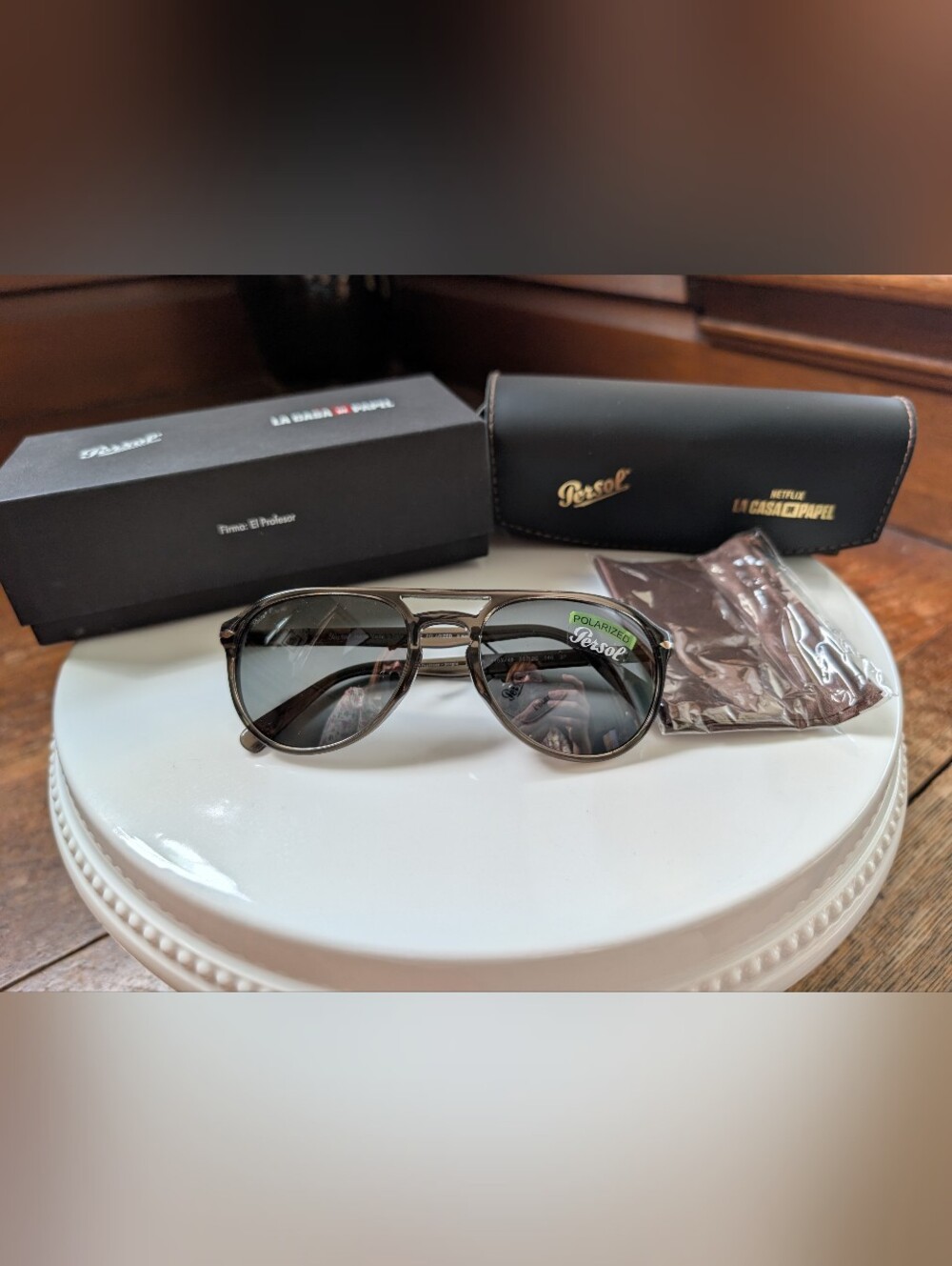 Persol Polarized Sunglasses in Smoke Gray